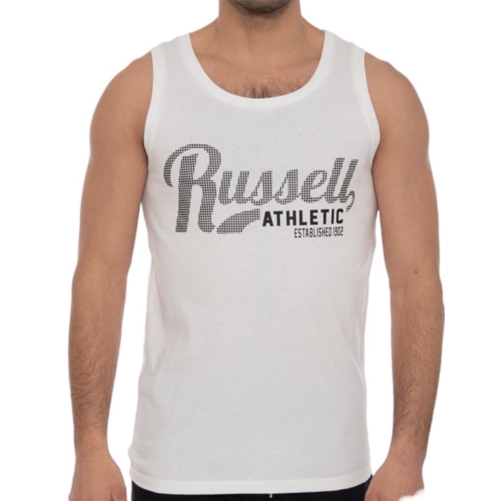 Russell Men’s White Athletic Check Singlet Tank Top